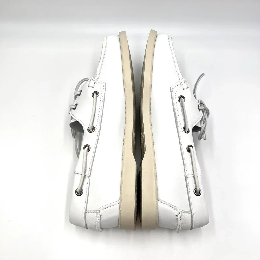 Sebago Docksides Portland Womens Size 10 White Leather‎ Boat Shoes Loafers